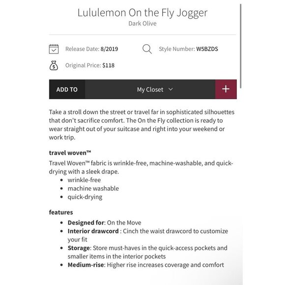 Lululemon On the fly joggers, green, Size 4 B165 - Picture 2 of 9